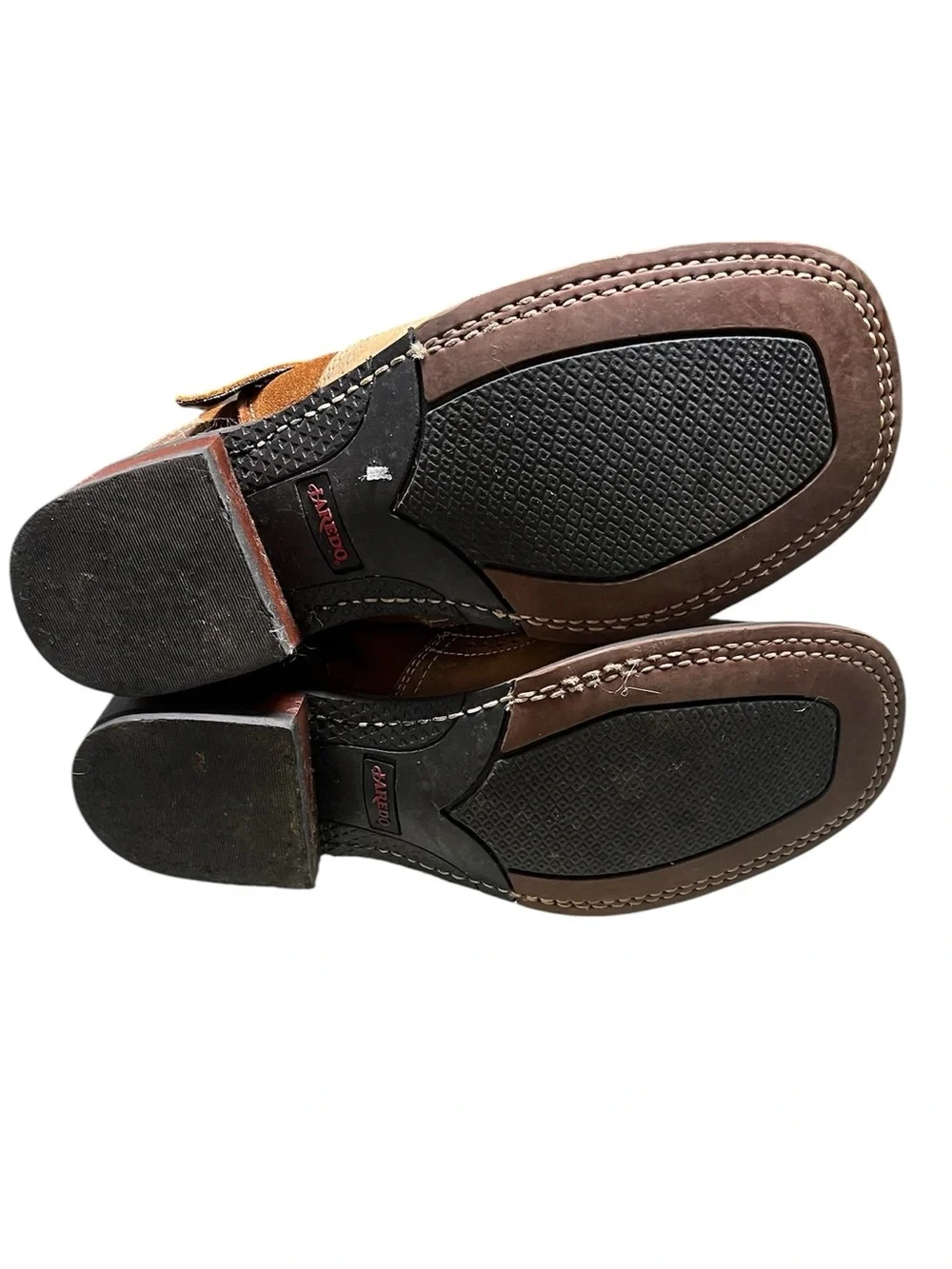Laredo Caught you lookin brown leather and suede floral square toe riding boots